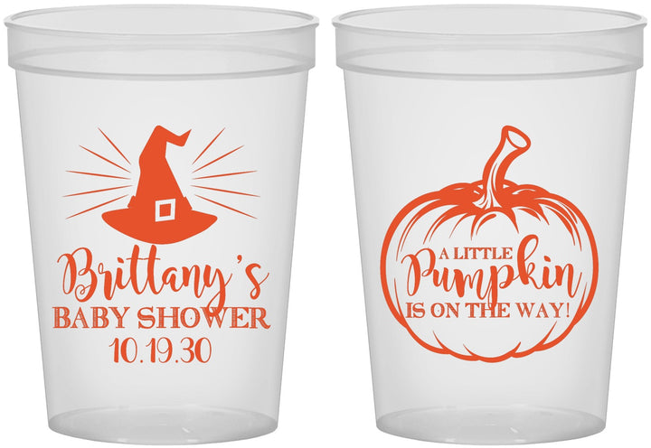 Custom Baby Shower 16 oz Translucent Cups - Little Pumpkin Halloween | 90196