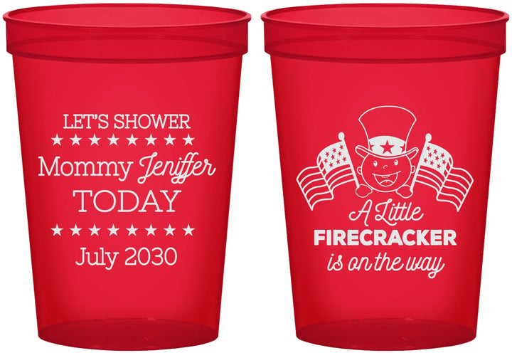 Custom Baby Shower 16 oz Translucent Cups - Little Firecracker | 90198