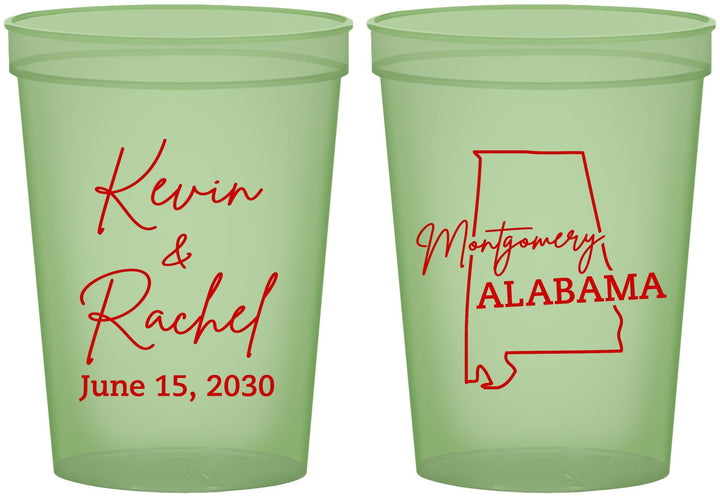 Custom Wedding 16 oz Glow In The Dark Cups - Alabama | 100