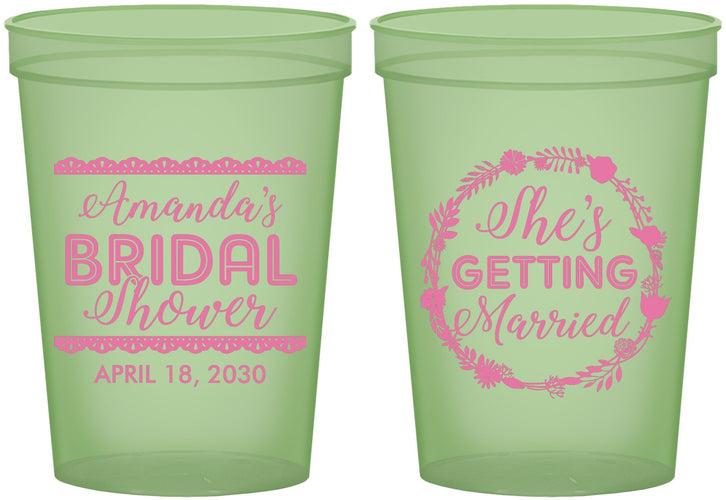 Custom Bridal Shower 16 oz Glow In The Dark Cups - She's Getting Married | 100003