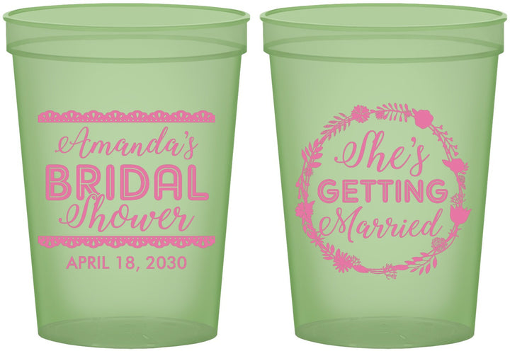 Custom Bridal Shower 16 oz Glow In The Dark Cups - She's Getting Married | 100003