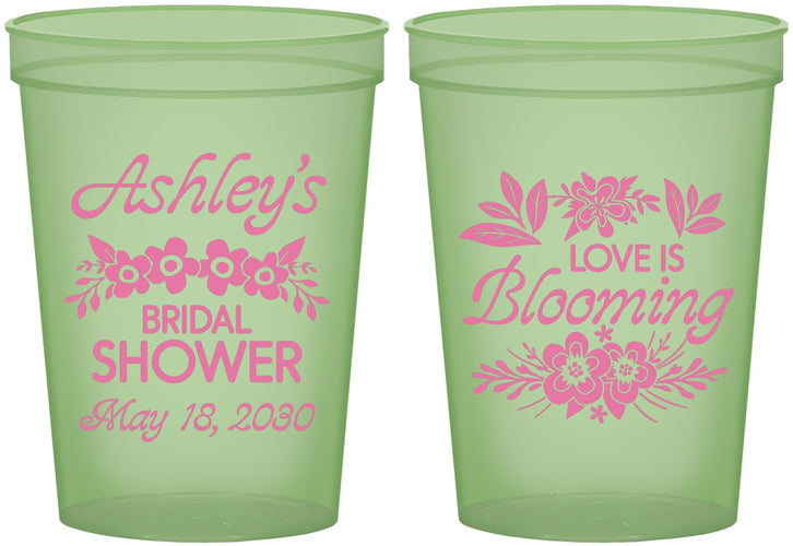 Custom Bridal Shower 16 oz Glow In The Dark Cups - Love Is Blooming | 100007