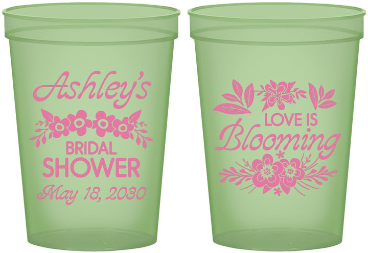Custom Bridal Shower 16 oz Glow In The Dark Cups - Love Is Blooming | 100007