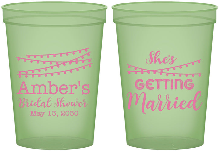 Custom Bridal Shower 16 oz Glow In The Dark Cups - She's Getting Married | 100008