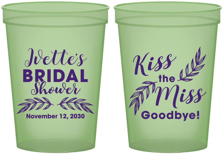 Custom Bridal Shower 16 oz Glow In The Dark Cups - Kiss The Miss Goodbye | 100010
