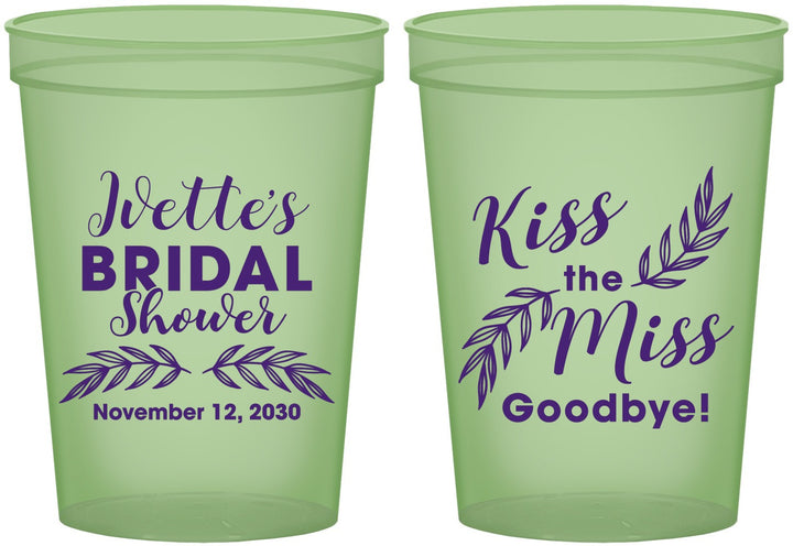 Custom Bridal Shower 16 oz Glow In The Dark Cups - Kiss The Miss Goodbye | 100010