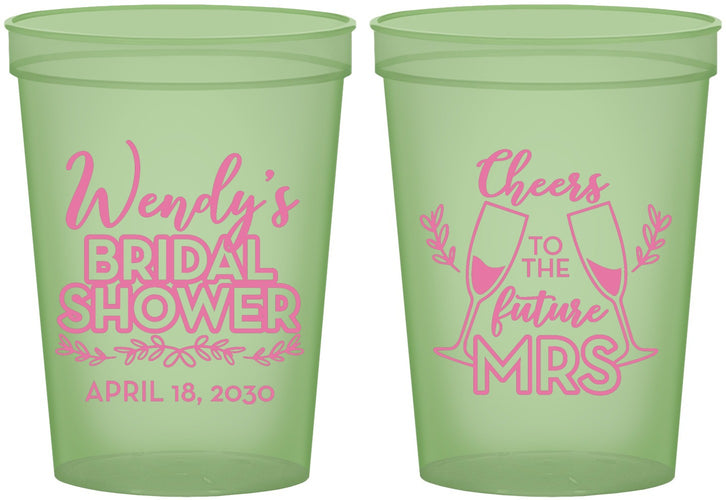 Custom Bridal Shower 16 oz Glow In The Dark Cups - Future Mrs | 100011