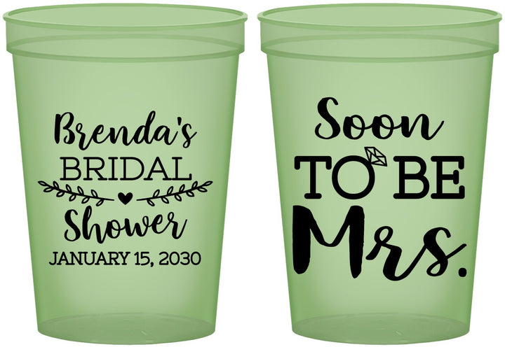 Custom Bridal Shower 16 oz Glow In The Dark Cups - Soon To Be Mrs | 100013