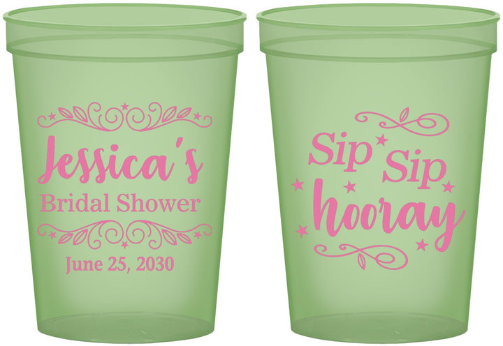 Custom Bridal Shower 16 oz Glow In The Dark Cups - Sip Sip Hooray | 100016