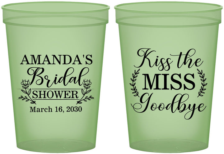 Custom Bridal Shower 16 oz Glow In The Dark Cups - Kiss The Miss Goodbye | 100017