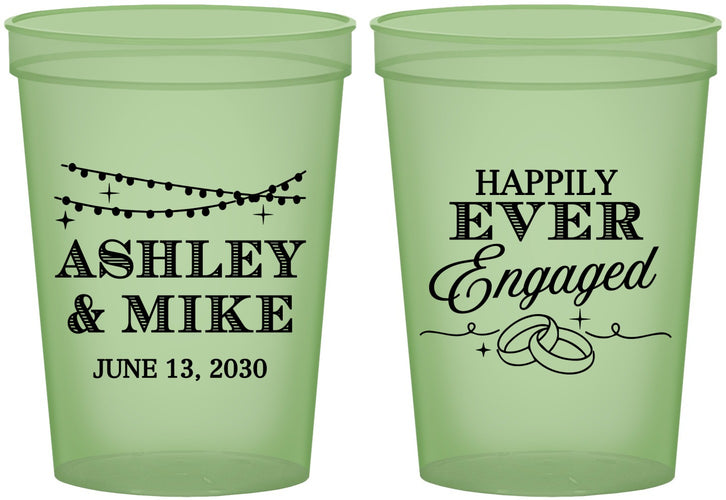 Custom Engagement 16 oz Glow In The Dark Cups - Happily Ever Engaged | 10006