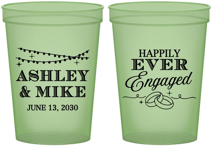 Custom Engagement 16 oz Glow In The Dark Cups - Happily Ever Engaged | 10006