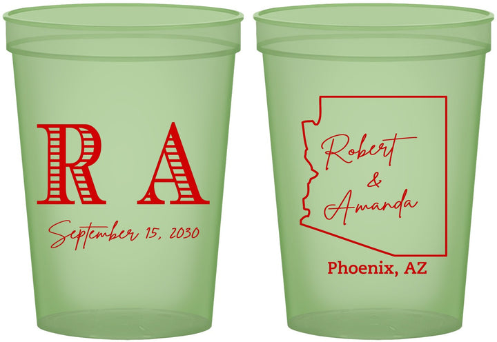 Custom Wedding 16 oz Glow In The Dark Cups - Arizona | 102