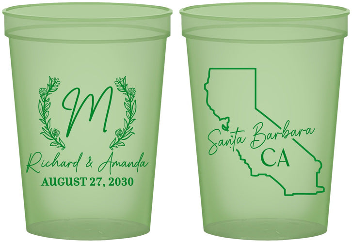 Custom Wedding 16 oz Glow In The Dark Cups - California | 104