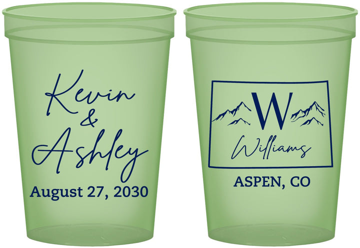 Custom Wedding 16 oz Glow In The Dark Cups - Colorado | 105