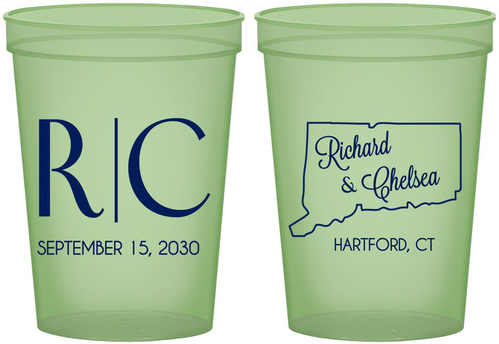 Custom Wedding 16 oz Glow In The Dark Cups - Connecticut | 106