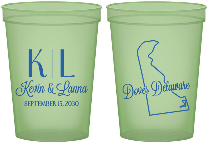 Custom Wedding 16 oz Glow In The Dark Cups - Delaware | 107