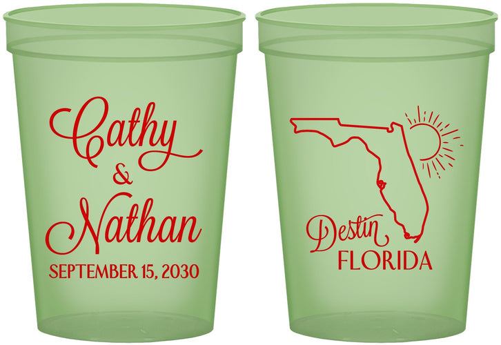 Custom Wedding 16 oz Glow In The Dark Cups - Florida | 108