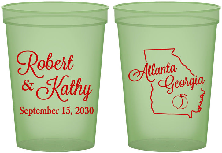 Custom Wedding 16 oz Glow In The Dark Cups - Georgia | 109