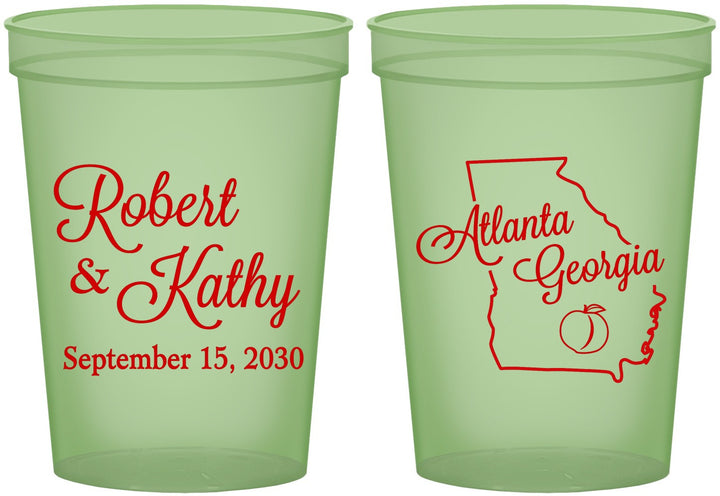 Custom Wedding 16 oz Glow In The Dark Cups - Georgia | 109