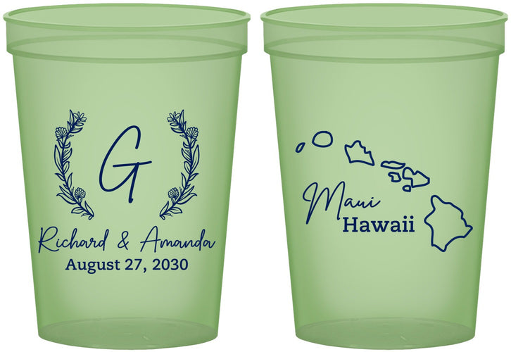Custom Wedding 16 oz Glow In The Dark Cups - Hawaii | 110