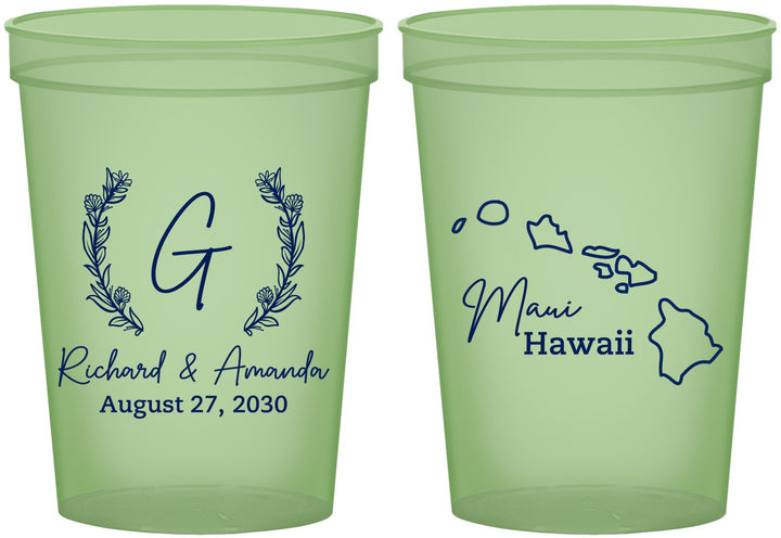 Custom Wedding 16 oz Glow In The Dark Cups - Hawaii | 110