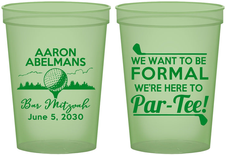 Custom Bar Mitzvah 16 oz Glow In The Dark Cups - 13th Birthday Golf | 110010