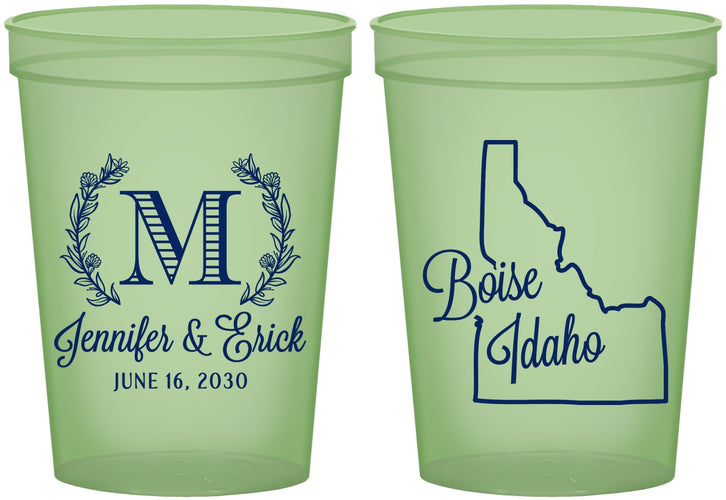 Custom Wedding 16 oz Glow In The Dark Cups - Idaho | 111