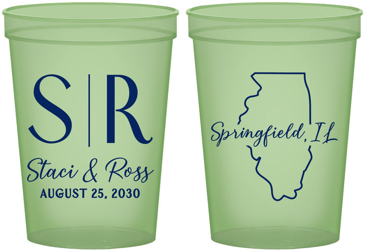 Custom Wedding 16 oz Glow In The Dark Cups - Illinois | 112
