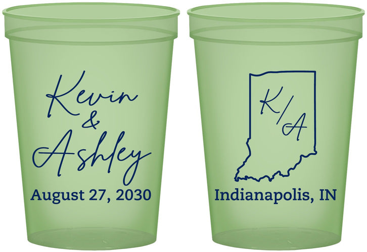 Custom Wedding 16 oz Glow In The Dark Cups - Indiana | 113