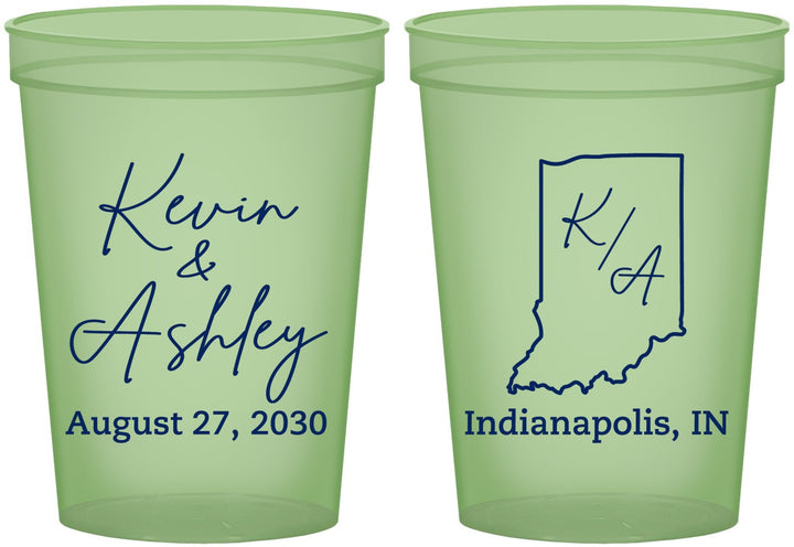 Custom Wedding 16 oz Glow In The Dark Cups - Indiana | 113