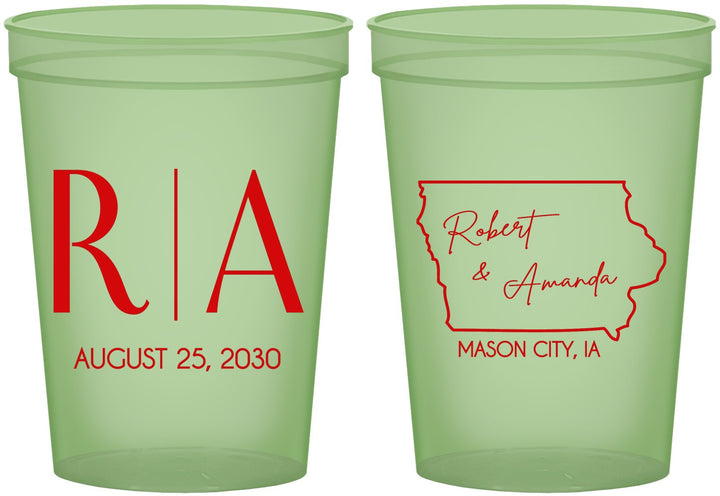 Custom Wedding 16 oz Glow In The Dark Cups - Iowa | 114