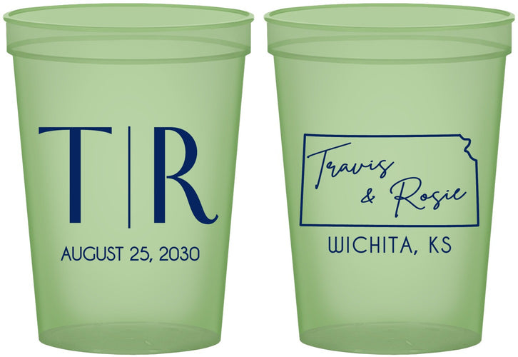 Custom Wedding 16 oz Glow In The Dark Cups - Kansas | 115