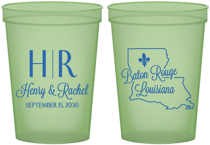 Custom Wedding 16 oz Glow In The Dark Cups - Louisiana | 117
