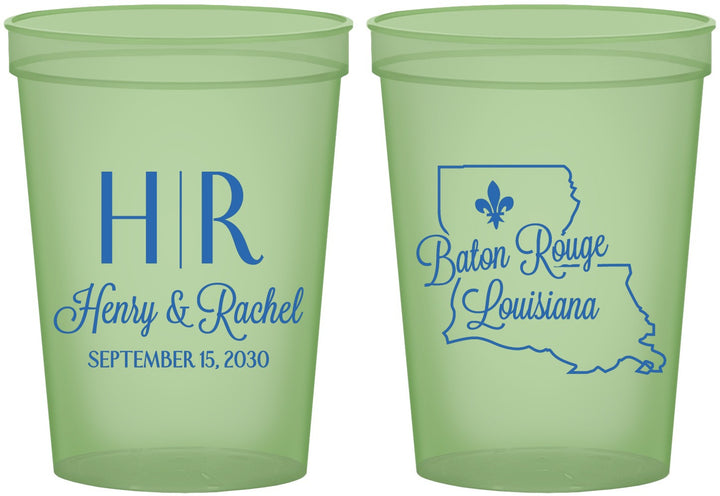 Custom Wedding 16 oz Glow In The Dark Cups - Louisiana | 117