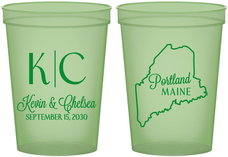 Custom Wedding 16 oz Glow In The Dark Cups - Maine | 118