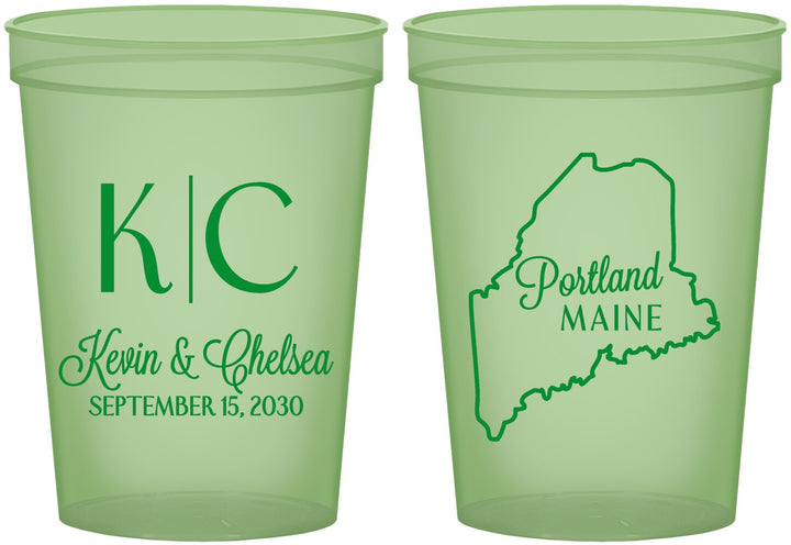 Custom Wedding 16 oz Glow In The Dark Cups - Maine | 118