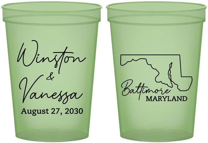 Custom Wedding 16 oz Glow In The Dark Cups - Maryland | 119