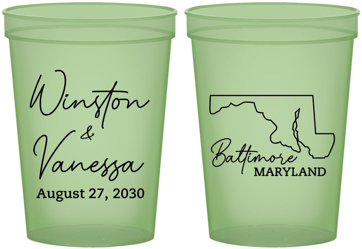 Custom Wedding 16 oz Glow In The Dark Cups - Maryland | 119