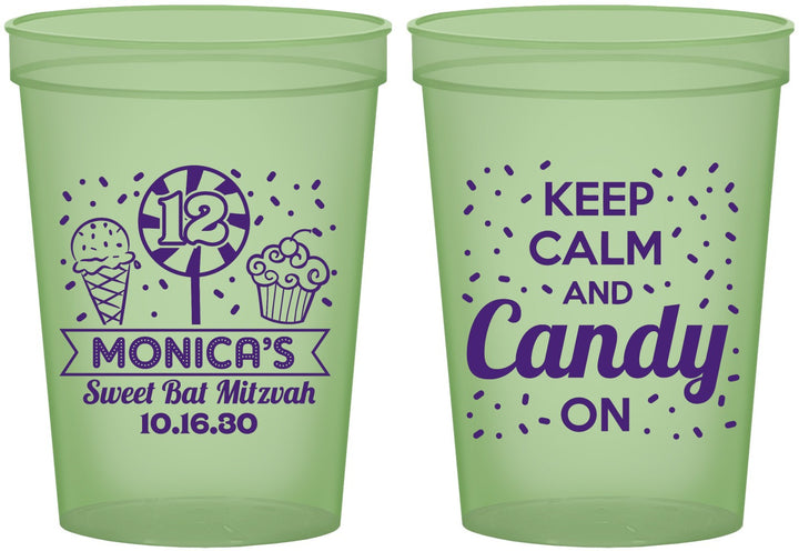 Custom Bat Mitzvah 16 oz Glow In The Dark Cups - 12th Birthday Cupcake | 120001