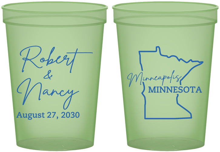 Custom Wedding 16 oz Glow In The Dark Cups - Minnesota | 122