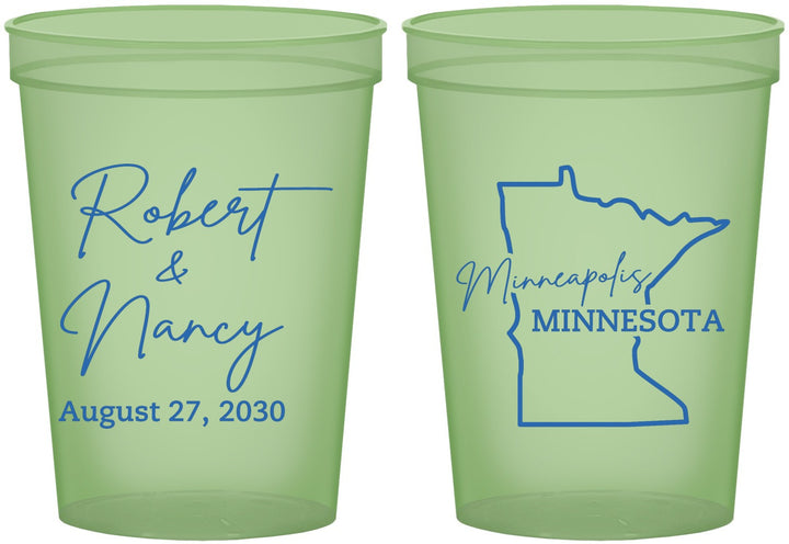 Custom Wedding 16 oz Glow In The Dark Cups - Minnesota | 122