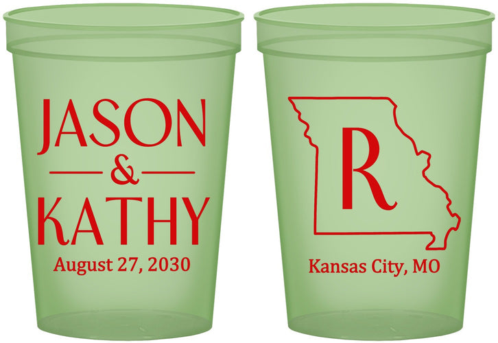 Custom Wedding 16 oz Glow In The Dark Cups - Missouri | 124