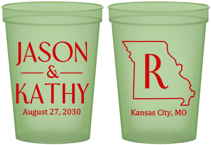 Custom Wedding 16 oz Glow In The Dark Cups - Missouri | 124
