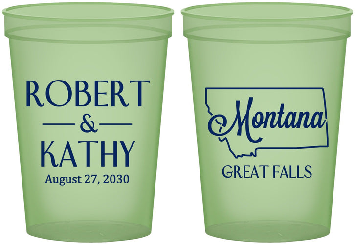Custom Wedding 16 oz Glow In The Dark Cups - Montana | 125