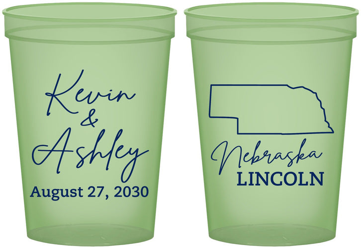 Custom Wedding 16 oz Glow In The Dark Cups - Nebraska | 126