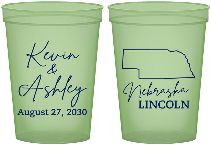Custom Wedding 16 oz Glow In The Dark Cups - Nebraska | 126