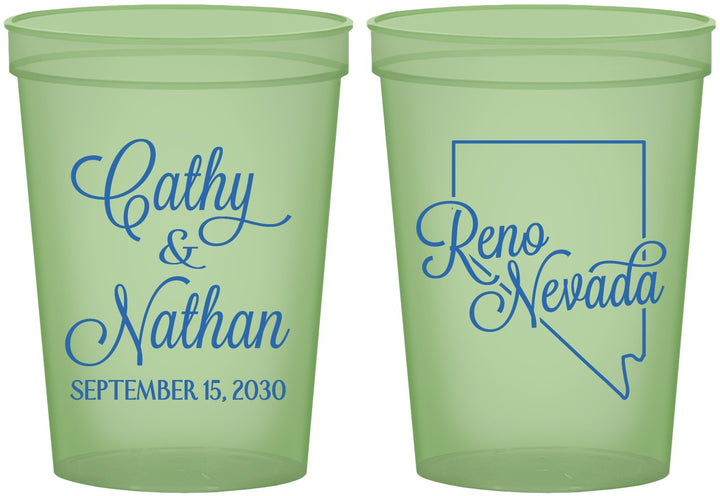 Custom Wedding 16 oz Glow In The Dark Cups - Nevada | 127