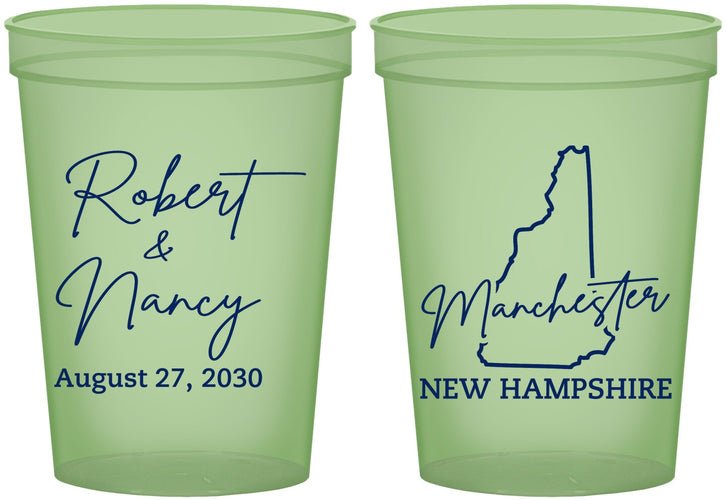 Custom Wedding 16 oz Glow In The Dark Cups - New Hampshire | 128