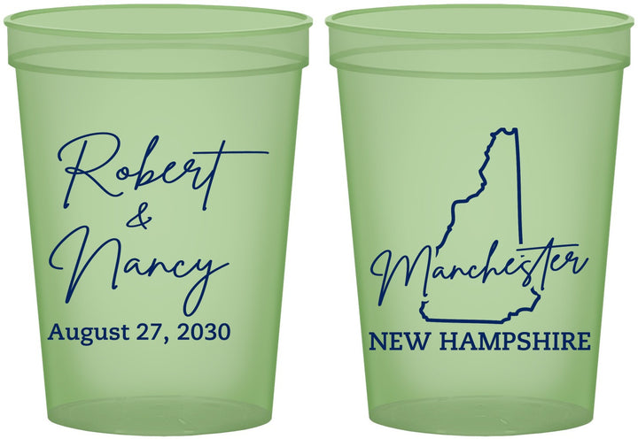 Custom Wedding 16 oz Glow In The Dark Cups - New Hampshire | 128